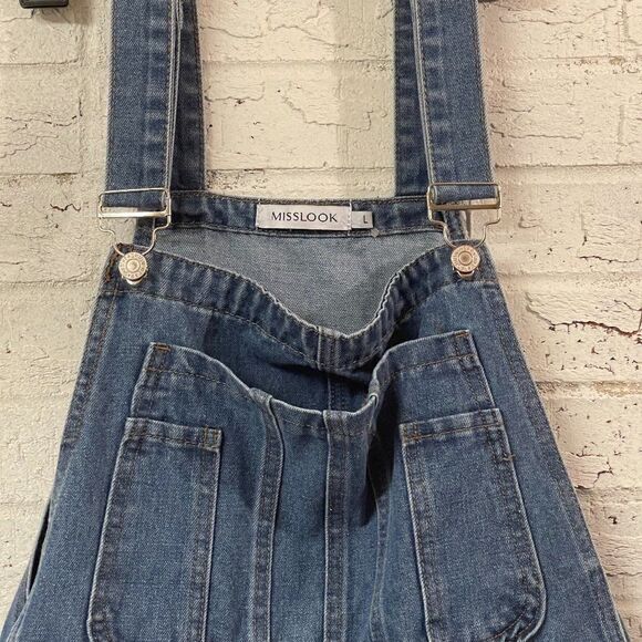 Misslook Denim Floral Overalls Large - Picture 6 of 12